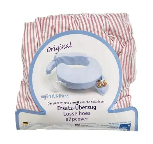 Produktbild: 0011 - My Brest Friend & baby wild- Bezug für amerikanisches Stillkissen, original, Design: rosa weiss gestreift