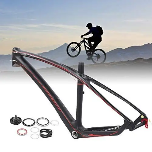 Produktbild: 01 Carbon-Fahrradrahmen, robust und langlebig und hat einen Guten Gebrauchssinn, inklusive Steuersatz + Sattelstützen-Clip + Tail Hook Fahrrad-Vordergabelrahmen