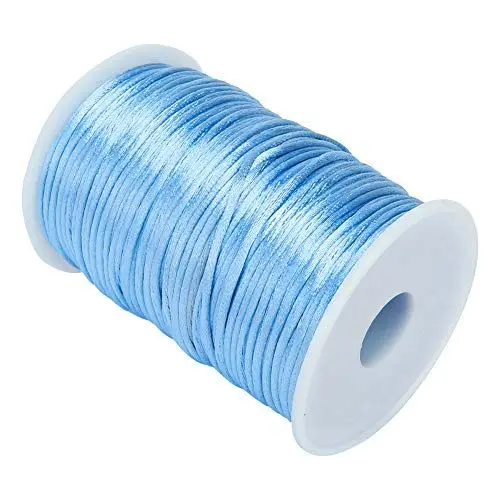 Produktbild: 01 Chinesische Knotenschnur, Nylonsatinschnur, Glatte chinesische Knotenherstellung für die Schmuckherstellung Flechten von Kleidungsherstellung(Mittelblau)
