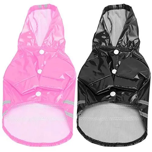 Produktbild: 01 Hunderegenbekleidung, Hunderegenmantel atmungsaktiv verstellbar 2 Stück leicht für mittelgroße Hunde für Welpen(Black+pink, XL)