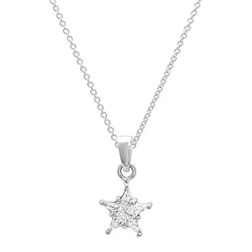 Produktbild: 0,20 Karat (ctw), 14 K Weiß Gold Kite Noble Schnitt Diamond Damen Stein 5 Star Shaped Cluster Anhänger 1/5 CT