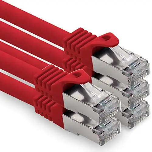 Produktbild: 0,25m - rot - 5 Stück CAT.7 Computer Ethernet Kabel Netzwerkkabel (Rohkabel) Patchkabel S-FTP LSZH PIMF 10GB s RJ45 Stecker Cat6a