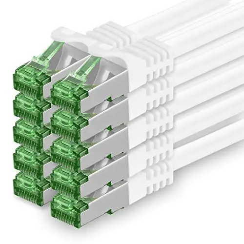 Produktbild: 0.5 M Cat.7 Netzwerk-Kabel 10 Stück Cat7 Patch-Kabel LAN-Kabel Ethernet RJ45 10 Gbit/s (Alle Internetgeschwindigkeiten) Weiß 0,5 Meter