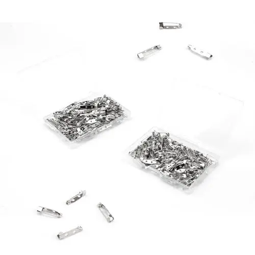 Produktbild: 0XBIT 240 Stück Broschennadeln, 20 mm, 25 mm Anstecknadeln Pins, Anstecknadel mit Aufbewahrungsbox, Sicherheitsnadeln mit Zwei Löchern auf der Rückseite, Geeignet für Schmuck, DIY-Korsage-Namensschild