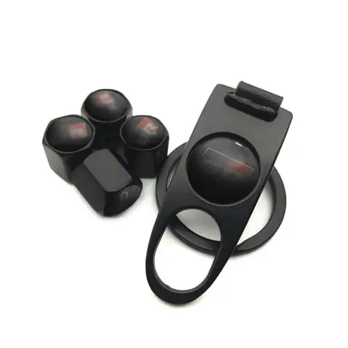 Produktbild: 0XBIT Auto Ventilkappen, 4 Stück Autoreifen Ventilkappen, Ventilkappen Auto mit Beschriftung, Keychain Can be Used as a Wrench, Autoventil Kappe, für for Cars and SUV