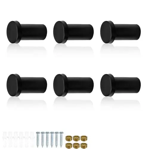 Produktbild: 0XBIT Handtuchhaken Schwarz, 6 Stück Edelstahl Schwarze Haken, Garderobenhaken Schwarz matt, Handtuchhaken zum Bohren für Küche Badezimmer