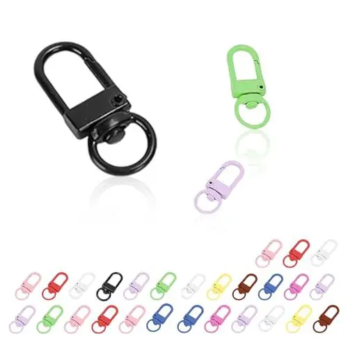 Produktbild: 0XBIT Schlüsselring, 40 Stück Zinklegierung Karabiner Schlüsselanhänger, Zufällige Farben, Schlüsselanhänger Karabiner mit Drehbarer Klauenschnalle, Aufhängen von Spielzeug, Schlüsseln, DIY Zubehör