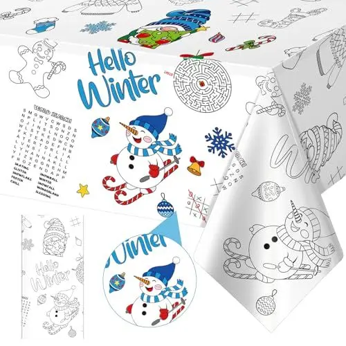 Produktbild: Ausmaltischdecke Weihnachten Kinder, 274x 137 cm Maltischdecke für Kinder, Papier-Tischdecke Weihnachten, Deko Weihnachten, Basteln Weihnachten Kinder