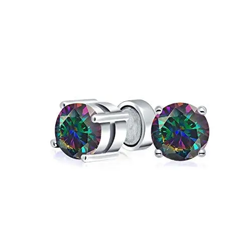 Produktbild: 1 Ct Runde Mystische Regenbogen Brillante Geschnitten Solitär Clip Auf Ohrstecker Für Nicht Durchbohrt 925 Sterling Silber Für Frauen
