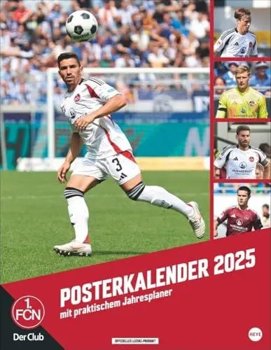 Produktbild: 1. FC Nürnberg Posterkalender 2025: Fotokalender groß mit den besten Spielerfotos des Vereins. Wandkalender 2025. 34 x 44 cm. Hochformat. (Bundesliga Kalender Heye)