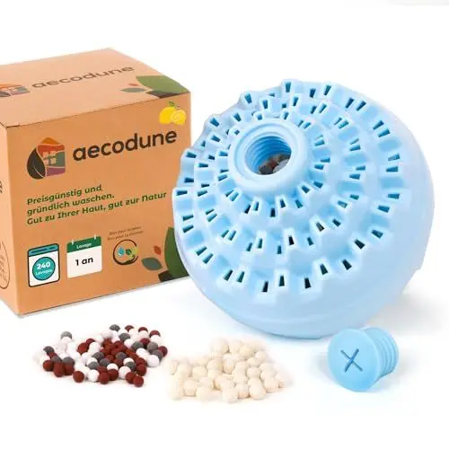 Produktbild: aecodune 2 Jahre Ökologisches und Wirtschaftliches Waschmittel - 240 Waschladungen - Waschkugel Waschmaschine - Natürliches Waschpulver in Wäscheperlen 0 Waste - Hypoallergenes Waschmittel - Anti-Kalk