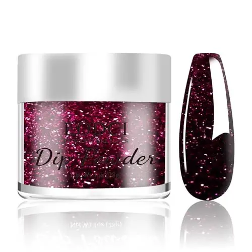 Produktbild: 1 Oz/28g Dipping Powder Nails Set, Eodci Dip Pulver Nagel Starter Kit Wine Red Dipping Powder Acryl Nail Puder Glitzer Powder für Nails Art Maniküre DIY Salon