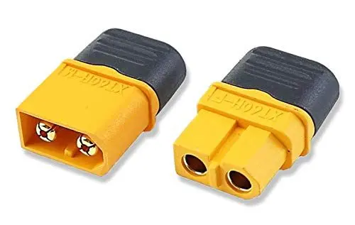 Produktbild: 1 Paar (2 Stück) Original Amass Premium XT60H XT60 Goldstecker Stecker Buchse Male Female inkl. Schutzkappen 2Pin Verpolsicher Hochstromstecker für Lipo Akku RC 60A Gelb von Mr. Stecker Modellbau®