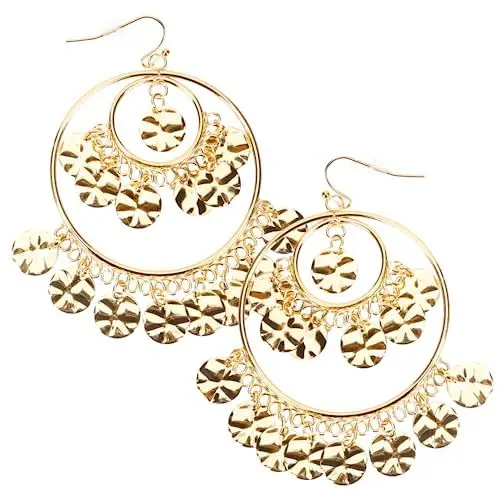 Produktbild: 1 Paar Bauchtanz Ohrringe orientalischer schmuck orientalische ohrringe goldohrringe goldene Boho-Ohrringe trendige Ohrringe für Frauen Tropfenohrringe glänzende Ohrringe Legierung TENDYCOCO