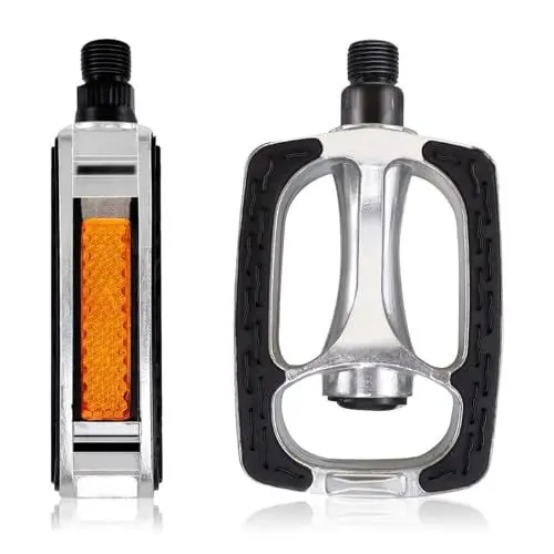 Produktbild: 1 Paar Pedale Fahrrad, Fahrradpedale rutschfest mit Gummi und Reflektoren MTB Pedale Aluminium Fahrradpedalen für Mountainbikes Falträder Rennrad E-Bike