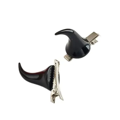 Produktbild: 1 Paar Gothic-Haarspange, Horn, Haarnadel, Entenschnabel-Haarspange für Halloween, Karneval, Pferdeschwanz, Haarnadeln für Teenager, Haarnadel für Damen, Haarspange für tägliche Frisuren, niedliches