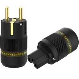 Produktbild: 1 Paar HiFi Schuko Stecker AC 16A 250V Power Cable Vergoldeter Euro Netzstecker 2 Polig für DIY Audiophile Stromkabel(Vergoldet, P078E)