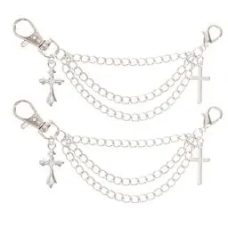 Produktbild: 1 Paar Legierung Schuhketten All- Match Schuhketten Metall Stil Schuhkette DIY Schuhanhänger Kette Kette Farbe Schnalle Silber