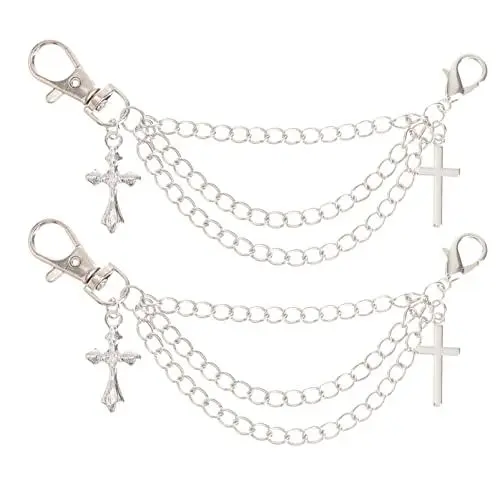 Produktbild: 1 Paar Legierung Schuhketten All- Match Schuhketten Metall Stil Schuhkette DIY Schuhanhänger Kette Kette Farbe Schnalle Silber