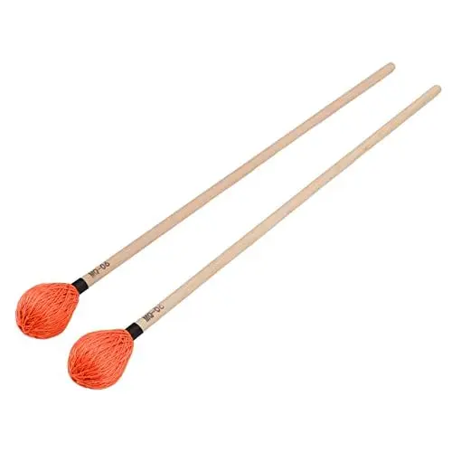 Produktbild: 1 Paar Marimbaschlägel mit Mittelhartem Garnkopf und Ahorngriffen Percussion-Vibrophonschlägel Yarn Drum Sticks MQ‑06(Orange)