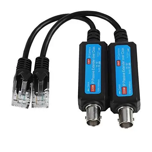 Produktbild: 1 Paar Passiver IP-Netzwerk-Koaxialsender 10/100 Mbit/S Hochgeschwindigkeitsübertragung Koaxialleitungen Extender über Koaxialkabel für IP-NVR-Kamera