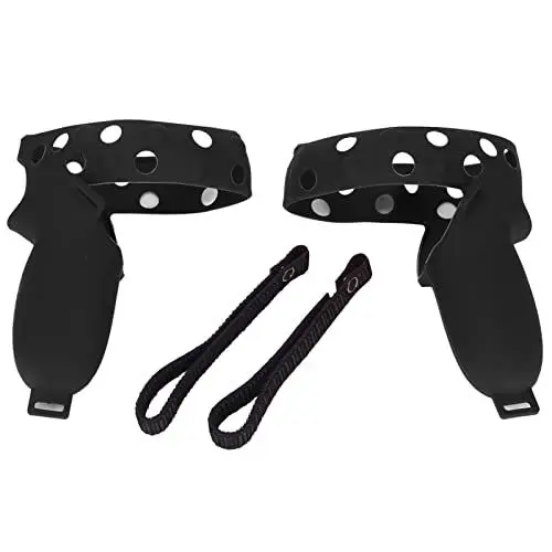 Produktbild: 1 Paar Touch-Controller-Griffhülle für 2, Anti-Throw-Griffgriffe Knöchelriemen VR-Schutzhülle, mit Verstellbarem Handgelenk-Knöchelriemen 2 Griffhülle(Schwarz)