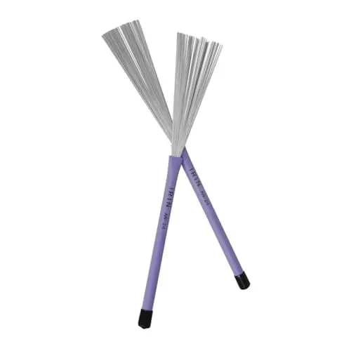 Produktbild: 1 Paar Trommelbürste Drahttrommelstockbürste Trommel Mit Holzgriff Trommeldrahtbürste Trommelstöcke Aus Draht Langlebige Bürste Schlinge Drum-stick-bürste Violett Stahldraht UPKOCH