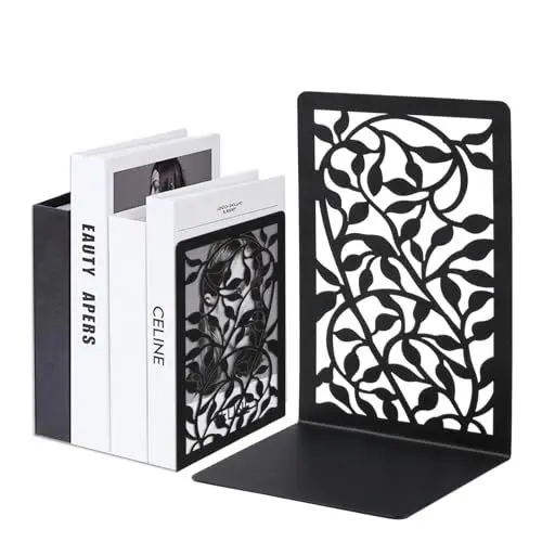 Produktbild: 1 Parr Buchstütze, Metall Buchstützen, schwarz Bücherstützen Metall, Book Holder Bookends, Bücherhalter für Regal, Bücherständer, Buchhalter Regal für Büro Schule Zuhause Leseständer Notenständer