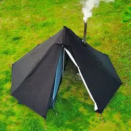 Produktbild: 1 Personen Ultraleicht Hot Tent Mit Stove Jack Tipi Zelt Outdoor Camping Firstzelte für Zeltofen Holzofen 4 Jahreszeiten Die Jagd Trekking Pyramidenzelt (Schwarz)