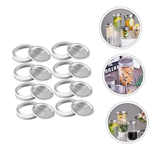 Produktbild: 1 Satz 24 Stück Mason Jar Aluminiumdeckel Glasflasche Ersatzdeckel Mason Jar Deckel Einweckgläser Deckel Twist off Deckel Einmachgläser Deckel Ballabdeckung Siegel Weißblech