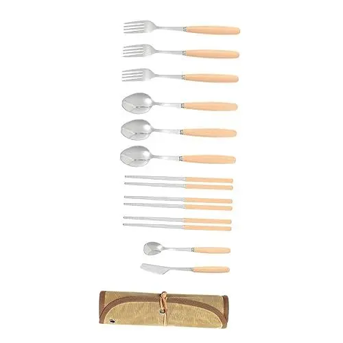Produktbild: 1 Satz Camping Geschirr Set outdoor geschirr set camping besteckset Outdoor-Besteckset Camping-Essbesteck-Set draussen Suite Essstäbchen Utensilien reisen Zubehör Holz