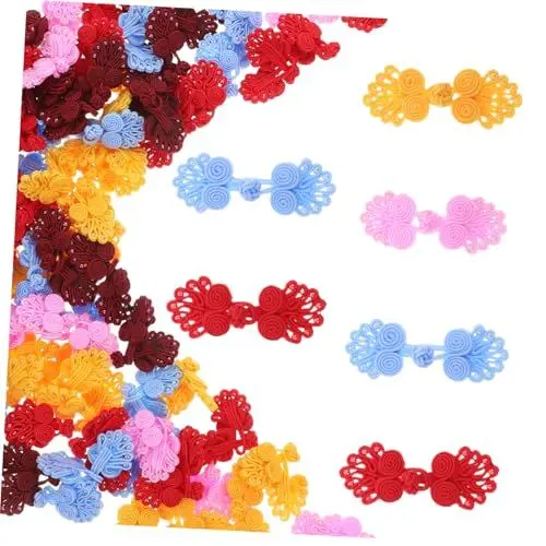 Produktbild: 1 Satz Cheongsam-taste Chinesische Knöpfe Diy Knöpfe Hochzeitsknöpfe Paillettenknöpfe Cheongsam Knöpfe Ausgefallene Knöpfe Bastelknöpfe Chinesische Knotenknöpfe Polyester 100 Paare Lurrose