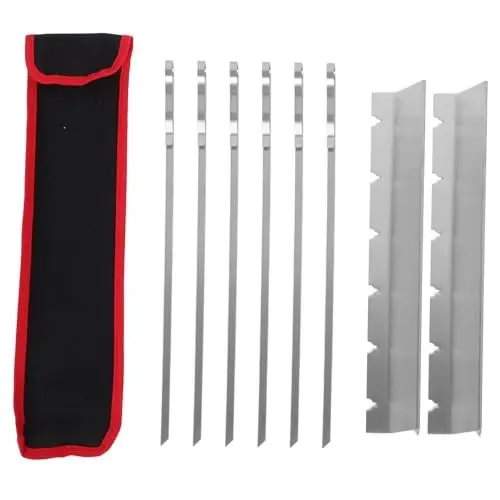 Produktbild: ANDRESLAD Grillspieße Bbq Bratnadeln Schaschlikspieße Set 6tlg Edelstahlspieße Schutzhülle Für Camping Grillen