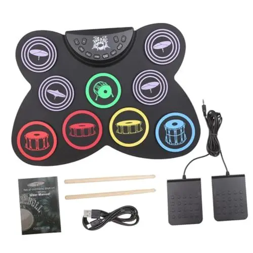 Produktbild: 1 Satz Handrolle Elektronische Trommel Musikinstrument Digitales Drumpad Adukt-spielzeug Schlagzeug-übungsset Elektrische Schlagzeuge Für Erwachsene Usb-schlagzeug Falttrommel Holz Abaodam