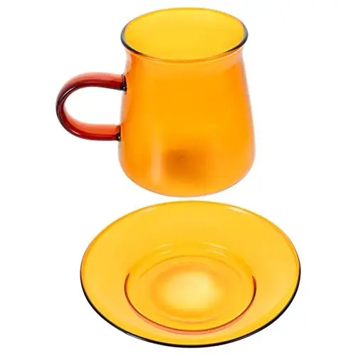 Produktbild: Zerodeko 1satz Vintage Kaffeetasse Mit Unterteller Retro Glasbecher Farbig Und Hitzebeständig Für Kaffee Tee Und Latte Perfektes Für Freunde Und Familie