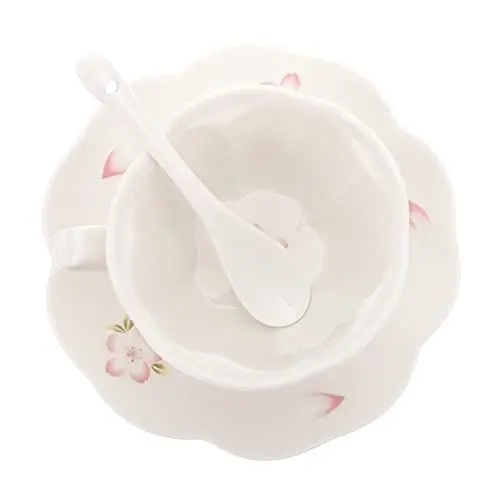 Produktbild: 1 Satz Kaffeetasse Und Untertasse Königlich Kaffeetassen Und Untertasse Cappuccinotassen Mit Löffel Britisch Latté Latte-tassen Mit Tablett Vereinigtes Königreich. Keramik Weiß
