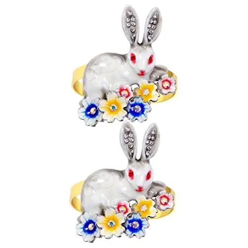 Produktbild: LIFKOME 2er Satz Serviettenringe Aus Metall Hase Osterparty Dekoration Serviettenverschluss Für Esstisch