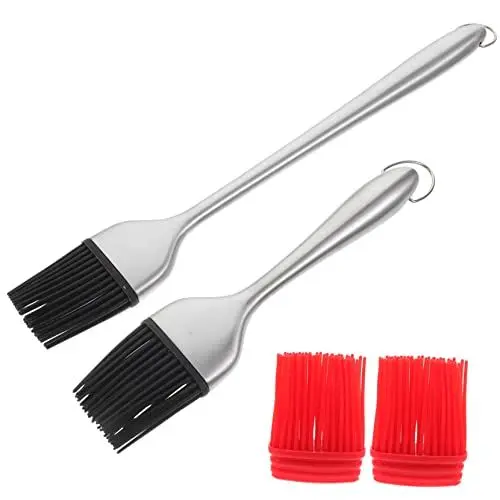 Produktbild: ABOOFAN 12 Küchen-BBQ-Pinsel-Set Edelstahlgriff Silikon-ölpinsel Zum Backen Gebäck Kochen Grillen
