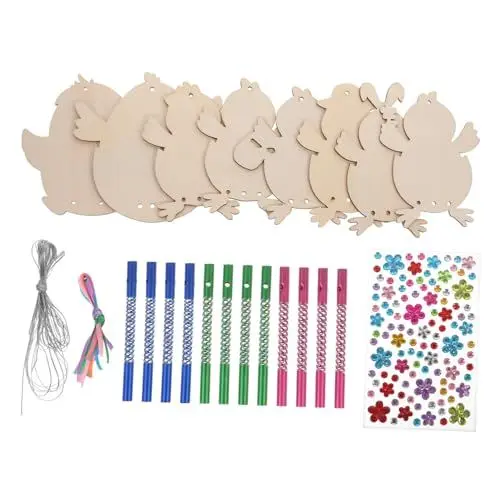 Produktbild: 1 Satz Osterdekoration bastelzeug für Kinder holzbastelsets für Kinder Geschenkideen für Ostern Geschenkideen Ostern Windspiele für den Garten Bausatz für Windspiele hölzern HAWILLOSCH