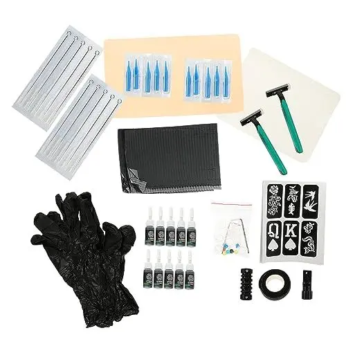Produktbild: 1 Satz Praxis-Tattoo-Set Make-up-Stift-Maschine Tragbarer Tattoo-Stift Tattoo-Stift-Kit Tattoos Anfänger Set Tattoos Zubehör Set Tattoos Stifthalter Tattoo-Maschine Kieselgel HAPINARY