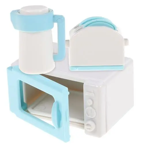 Produktbild: PHENOFICE Pädagogisches Küchenspielzeug für Jungen und Mädchen Mikrowelle Wasserkocher Brotbackautomat Set für Kleinkinder Maßstab 1:12 zufällige Farbe
