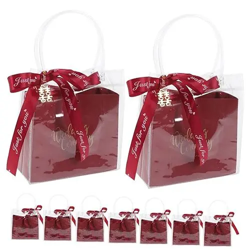Produktbild: HAPINARY 10er-pack Hochzeitsgeschenktüten Süßigkeiten-verpackungsbox Hochzeitsleckereien-tüten Tragbare Beutel Pvc-papier Und Band