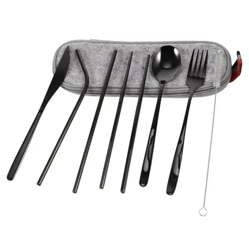 Produktbild: LALADEFIEE Backpacking Utensils 6-teiliges Edelstahl-besteckset Kompakt Und Tragbar Für