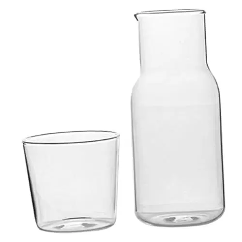 Produktbild: 1 Satz Trinken Sie Ein Glas Für Eine Person Tischwasserkaraffe Wasserversorgung Wohnheim Wasserkaraffe Tasse Am Bett Wasser Mit Tasse Nacht Karaffe Hohes Borosilikat PHENOFICE