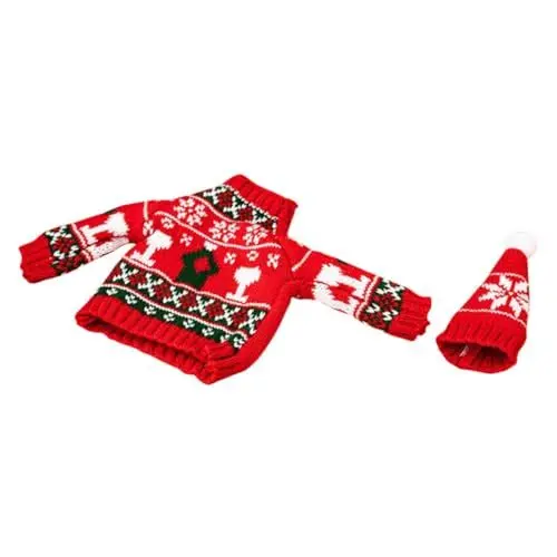 Produktbild: 1 Satz Weihnachtspullover Weinflaschen-set Weihnachtsfeier Requisiten Weinflasche Pullover Flaschendekoration Weihnachtswein-accessoire Kleine Weindeckel Weinzubehör Bier Polyester GREENADSCAPE