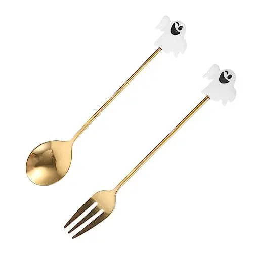 Produktbild: Amosfun Löffel- und -set Aus Edelstahl 1 Set Halloween-geistergeschirr Wiederverwendbares Besteck für Desserts Halloween-geschirr-set