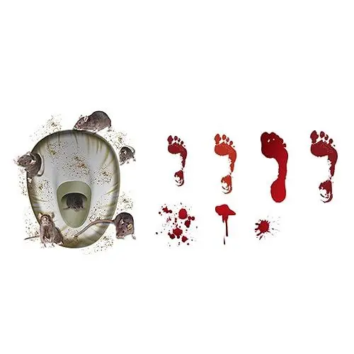 Produktbild: 1 Set Halloween Aufkleber Für Übelkeit Aufkleber „Happy Day“ Aufkleber Für Badezimmer Toilette Rattenaufkleber Kratzaufkleber Halloween Wandkleister Dekorieren Anneome