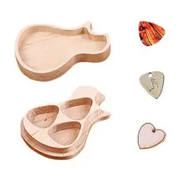Produktbild: 1 Set (Holz Gitarre Plektrum Box Guitar Plektrum Box Plektron Box mit Gitarrenplektrum für Gitarre Standard Plektrum)
