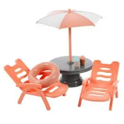 Produktbild: 1 Set Miniatur Sommer Strand Deko: Mini Kleine Liegestuhl Deko Strand-Mikrolandschaft Deko für DIY Zen Garten Puppenhaus Dekoration