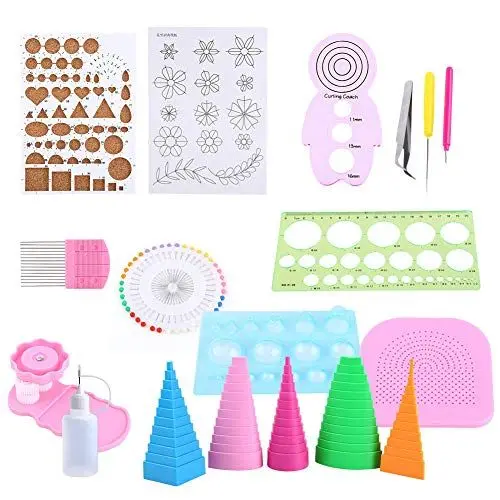 Produktbild: 1 Set Quilling Paper Rolling Kit, Slotted Tools Pinzette Lineal Full Kit Handmade Photo Work Board für Home Office Dekoration DIY Tool Grid Guide Paper Design